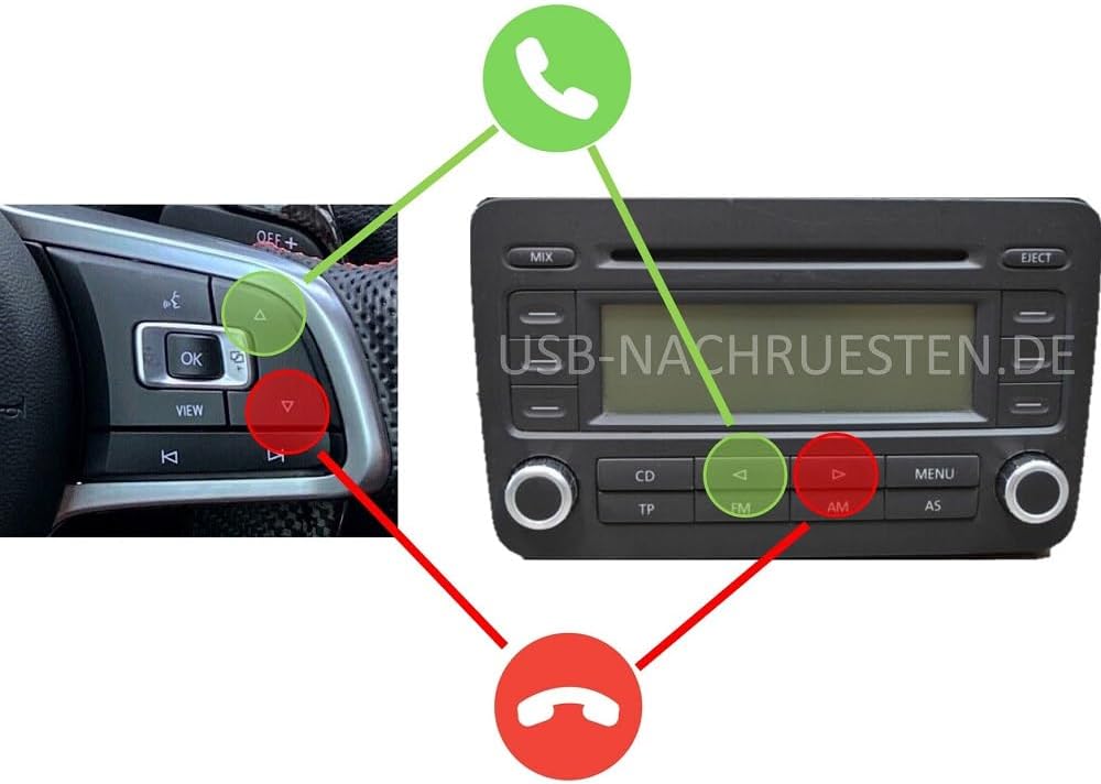 Bluetooth Adapter 1701 mit Freisprecheinrichtung | Musik im Auto | für Autoradios von VW Audi Skoda