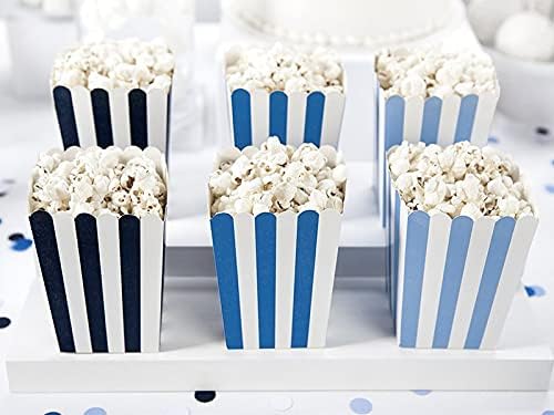 PartyDeco Popcorn-Boxen für Süssigkeiten, weiss/blau und hellblau