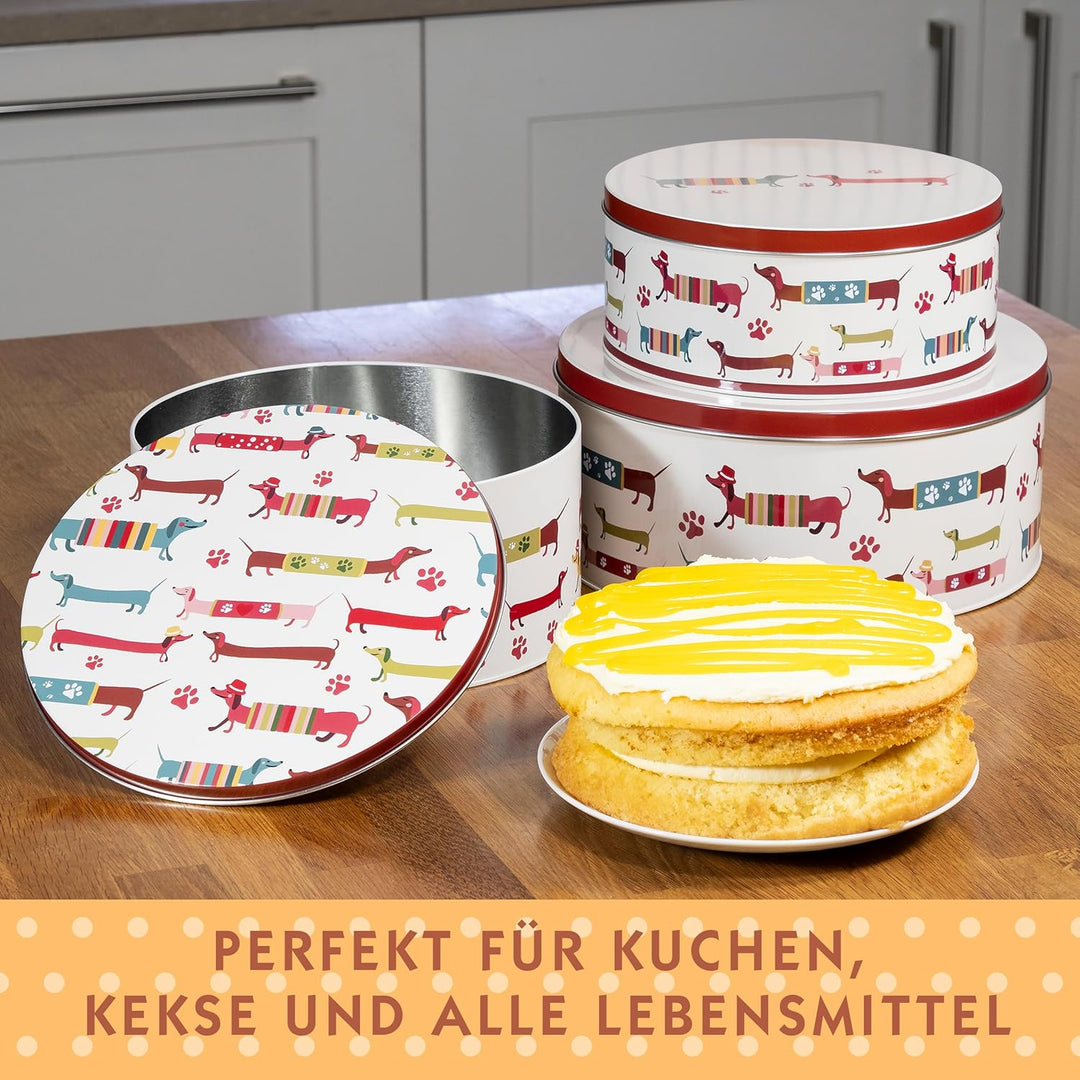 SPOTTED DOG GIFT COMPANY Keksdose Metall, Plätzchendose Set, Gebäckdose Rund - Klein Mittel Gross mi