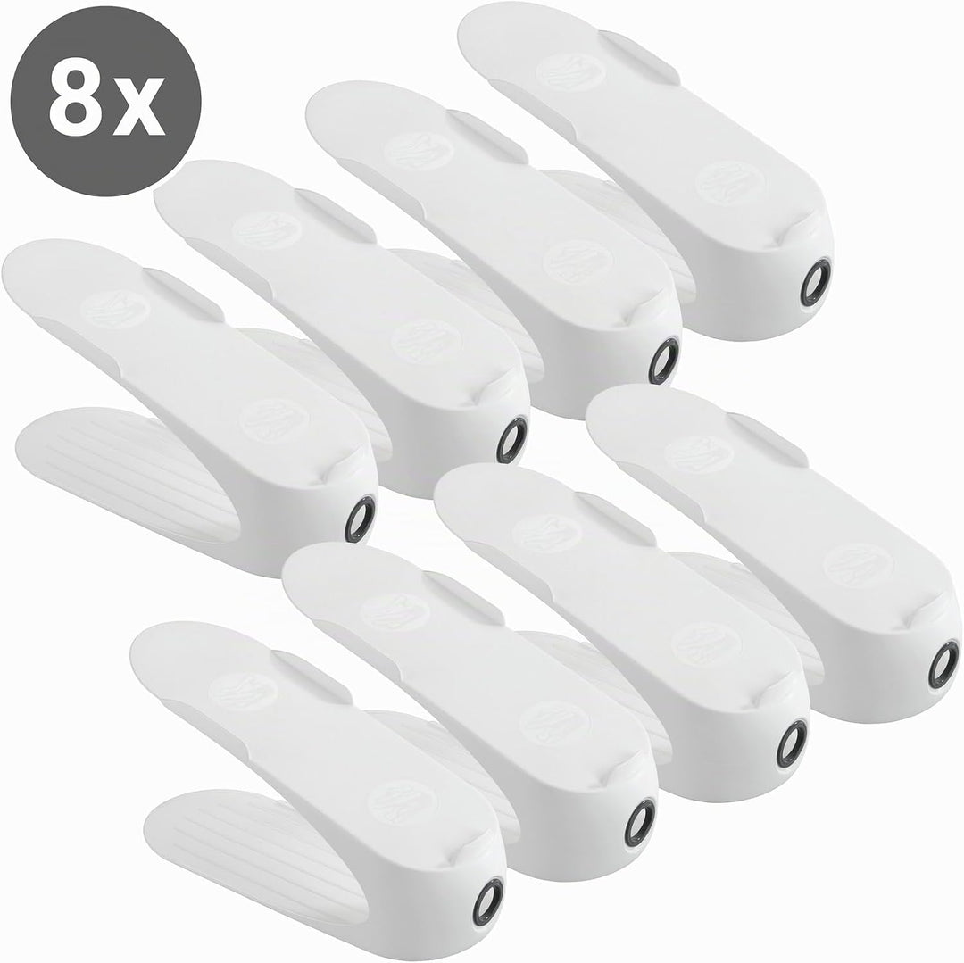 WENKO Schuhhalter Weiss 8er Set mit Griffloch für leichte Handhabung Weiss