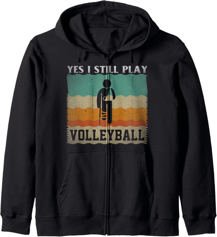Lustiger Volleyballspieler Ja, ich spiele immer noch Volleyball Vintage Kapuzenjacke