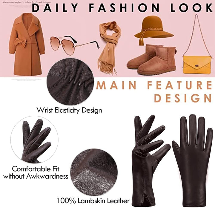 MGGMOKAY Damen Lederhandschuhe Kaschmir gefüttert XL Braun(thouchscreen), XL Braun(thouchscreen)