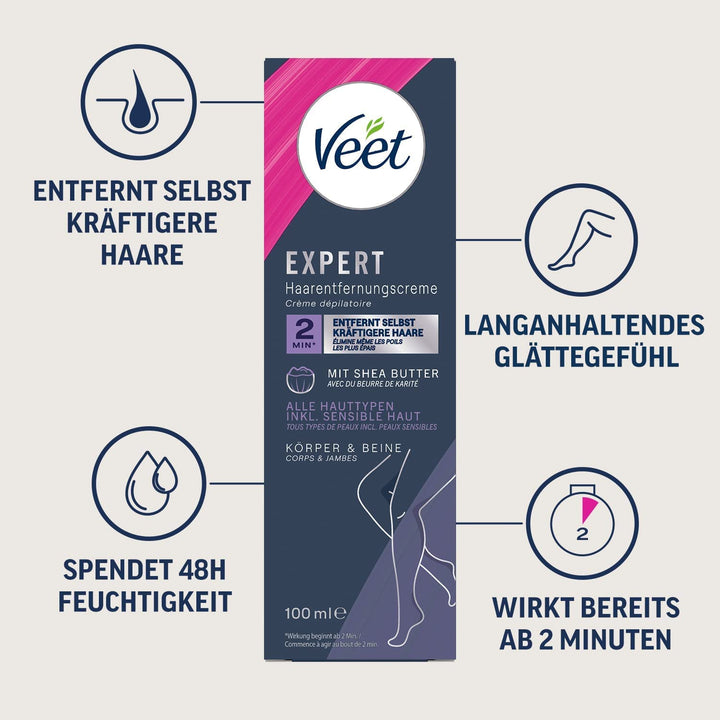 Veet Expert Kaltwachsstreifen Körper &amp; Beine - Wachsstreifen zur Haarentfernung für alle Hauttypen i