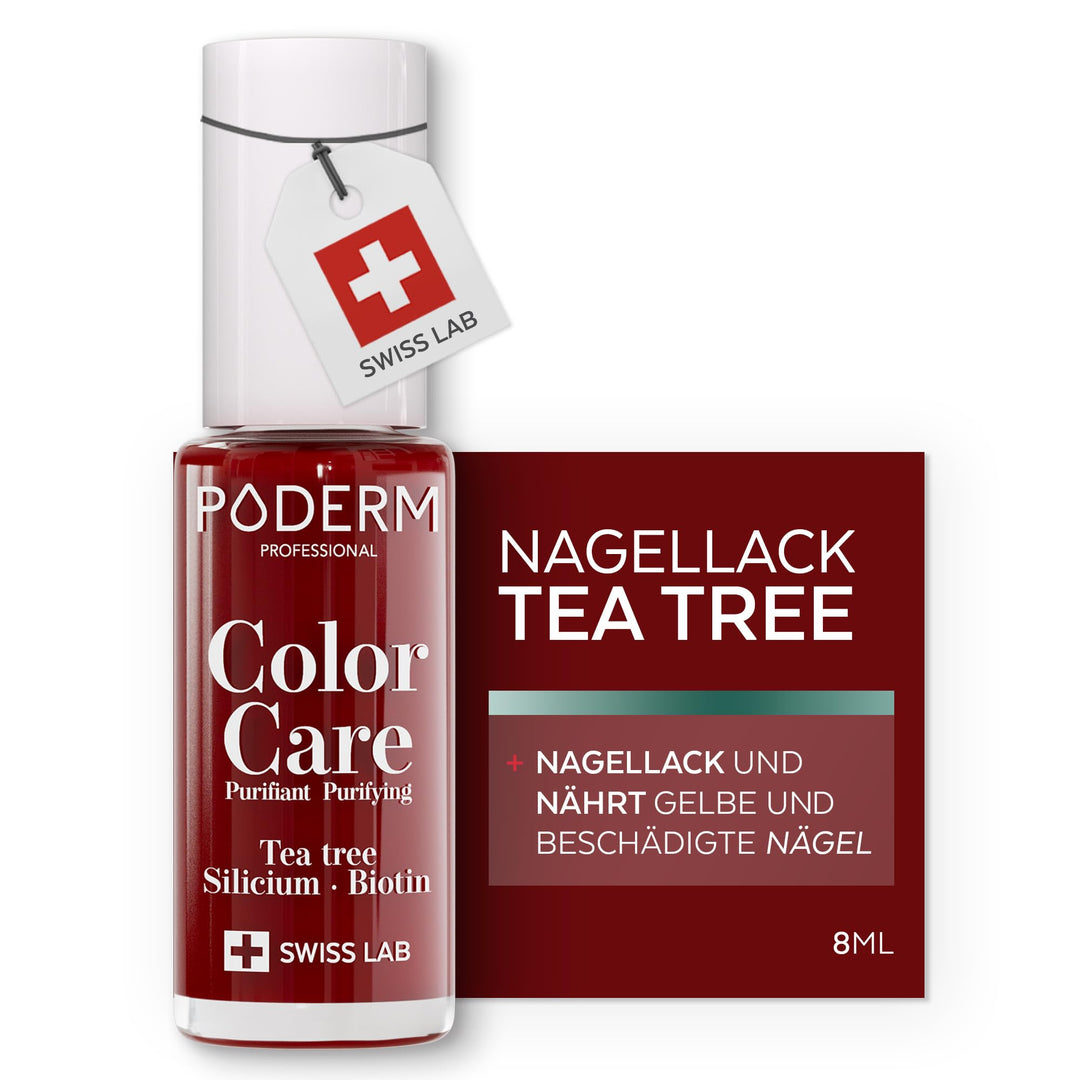 PODERM - TEEBAUM-NAGELLACK COLOR CARE Allurarot - verbessert das Aussehen für die gelbe oder brüchig