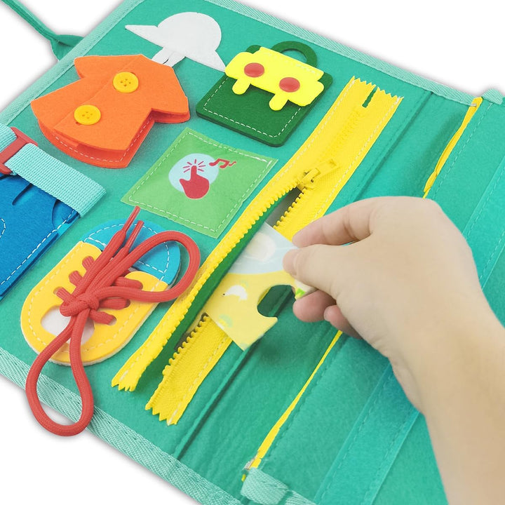 Montessori Busy Board Kleinkinder Motorikspielzeug,4 Schichten Activity Board ab 2 Jahre, Mädchen Ju