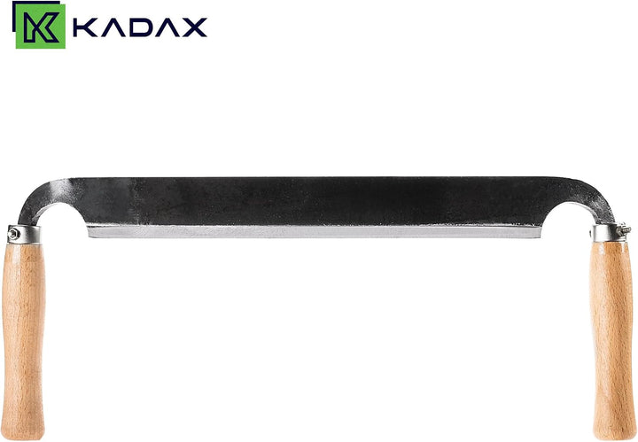 KADAX Zugmesser 280 mm für Holzbearbeitung, Ziehmesser mit gerader Klinge und zwei Holzgriffen, Rind