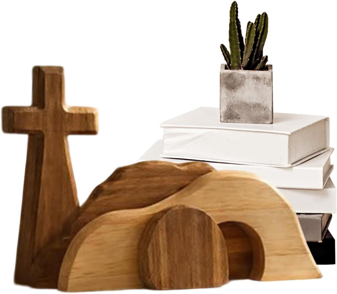 Generisch Leeres Grab aus Holz,Hölzerne religiöse Tischfiguren | -Grab-Deko für Zuhause | Kirche Kam
