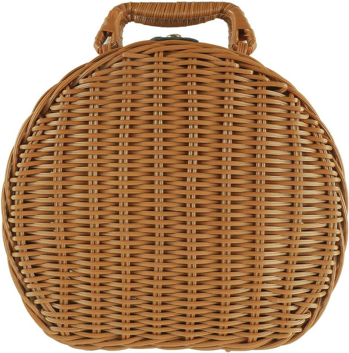 Rattan-Aufbewahrungskorb, Koffer, Rattan-Koffer, Picknickkorb mit kleinem Griff für Outdoor-Camping,