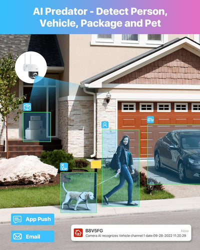 ZOSI 3MP 2K Pan/Tilt Überwachungskamera Aussen WLAN, 355°/140° Schwenkbar WiFi IP Kamera mit Plug-in