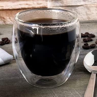 Creano doppelwandige Espresso-Gläser, 6er-Set 100ml, Mokkatassen, Thermo-Gläser mit Schwebe-Effekt S