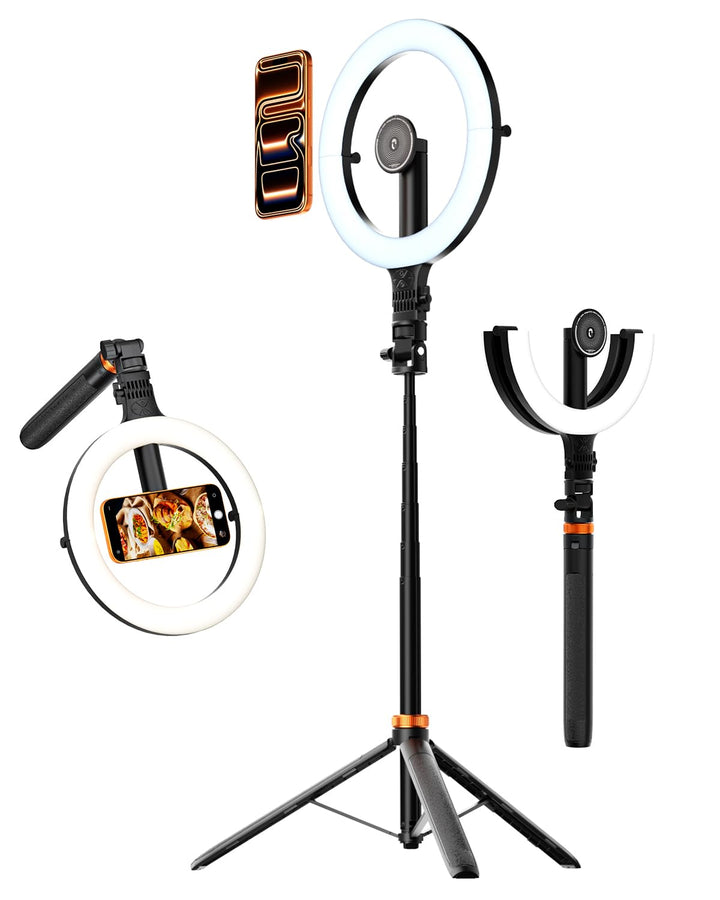 10,2" Magnetisches LED-Ringlicht Mit 76" Verstellbarem Stativ, 5000mAh Wiederaufladbares Selfie-Ring