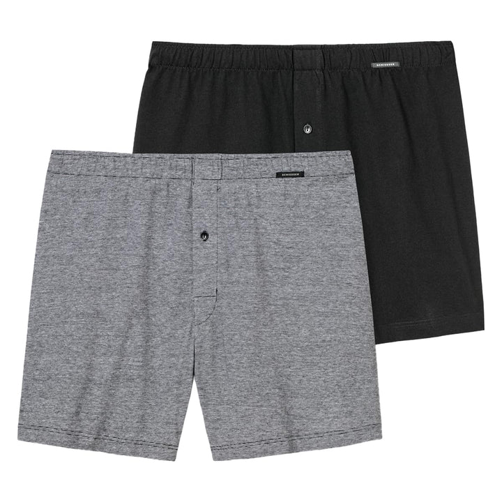 Schiesser 2er Pack Singel-Jersey - Herren - Boxershorts - Unterhose S Schwarz (000), S Schwarz (000)