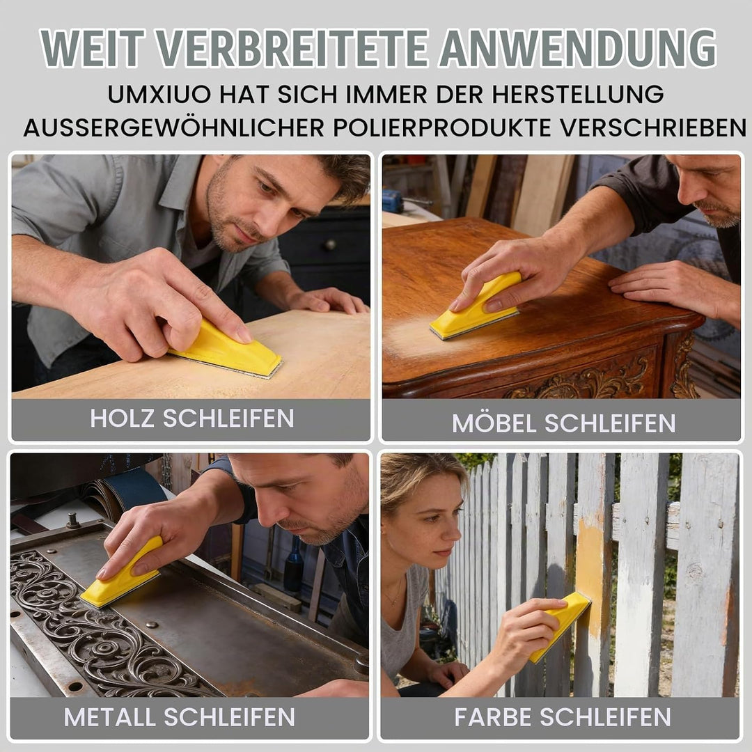 UMXIUO 100 Stück Schleifpapier mit HandSchleifklotz, Körnung von 120 bis 3000, Nassschleifpapier Set