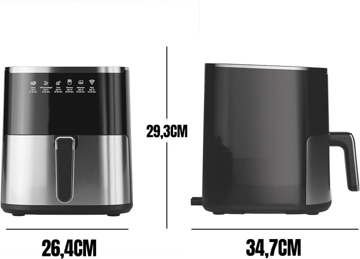 HEINRICHS Heissluftfritteuse, 5 Liter XL Air Fryer, 12in1 Heissluftfritteuse, LED-Display mit Sensor