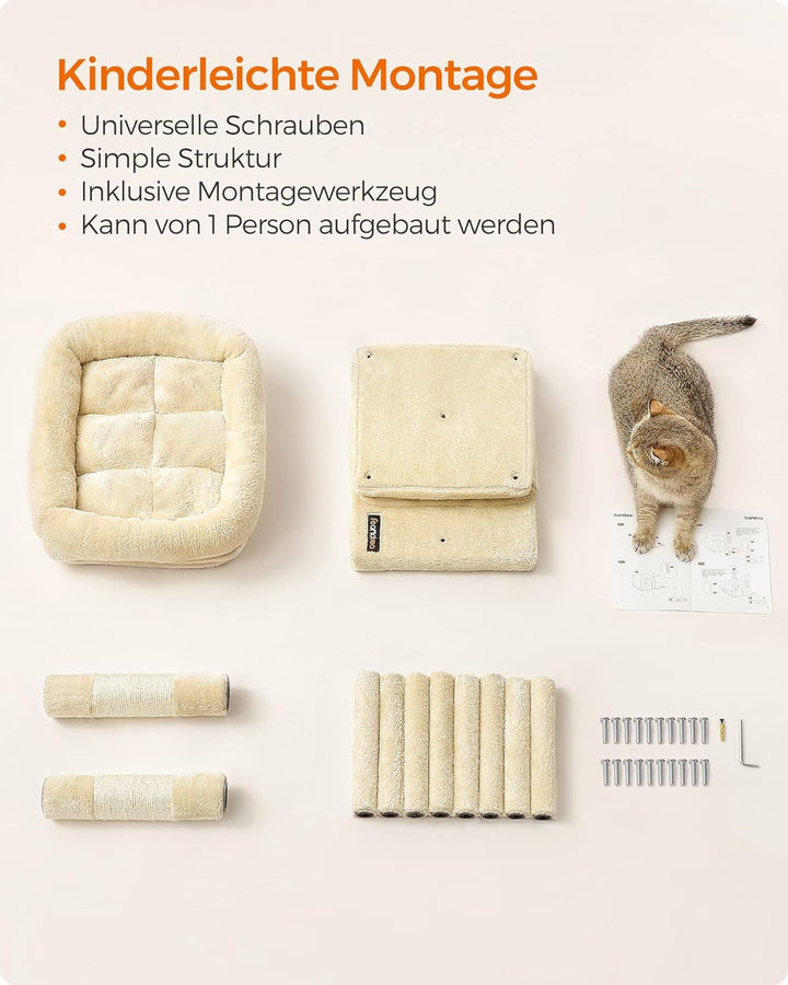 Feandrea Kratzbaum klein, 67 cm Katzenbaum, Katzenhaus für Kätzchen bis zu 3 kg, grosse Plattform, S