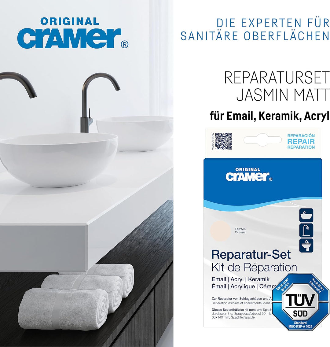 Cramer Reparatur Set jasmin matt - für Badewannen, Duschwannen & Waschbecken - professionelle Lösung