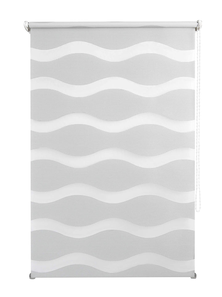 Klemmfix Doppelrollo hell grau Wave - Breite 60 bis 120 cm, Länge 150 und 210 cm - Duo - Rollo ohne