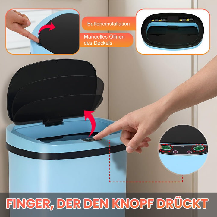 FDW Mülleimer mit Sensor & Deckel, Edelstahl, 50 L Küchenmülleimer, Smart, Automatisch, Berührungslo