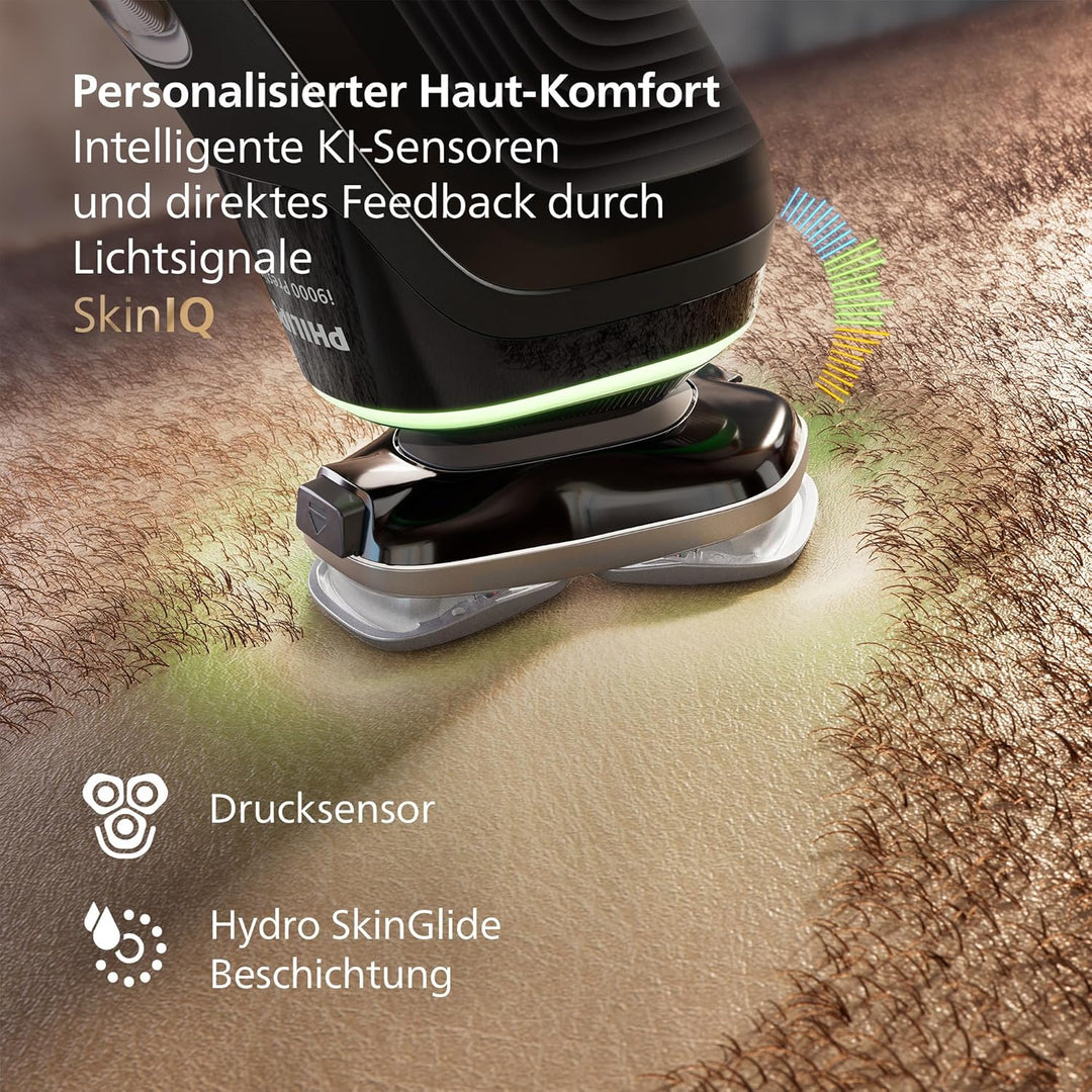 Philips Rasierer i9000 Prestige, Nass- und Trockenrasierer für Herren mit integriertem Trimmer, schw