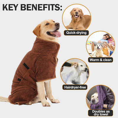 HezzLuv Bademantel Für Hunde, Hundebademantel Aus Mikrofaser Für Mittlere Und Grosse Hunde, Saugfähi