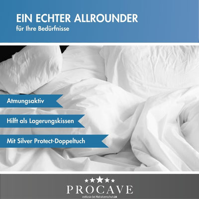 PROCAVE Bettkeil mit Bezug aus Silver Protect-Doppeltuch | Breite: 70 cm x T: 45 cm x H: 15/1 cm | M