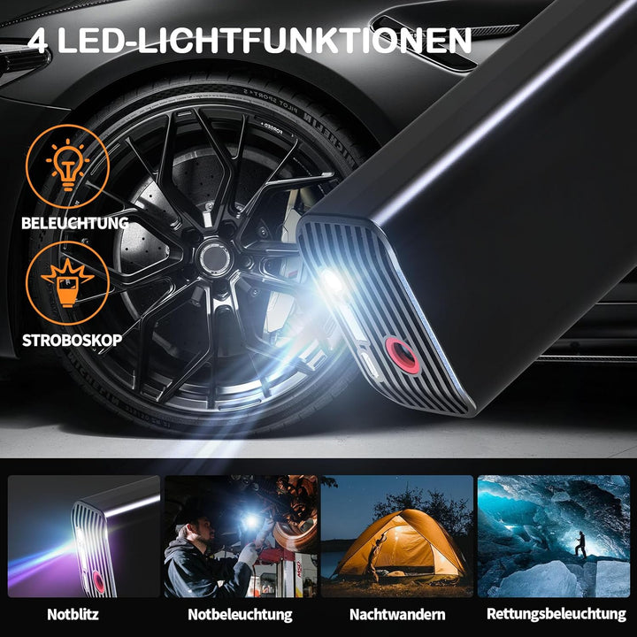 FOWAWU Elektrische Luftpumpe Fahrradpumpe 6000mAh 150PSI Mini Akku Luftpumpe Wiederaufladbarer Akku