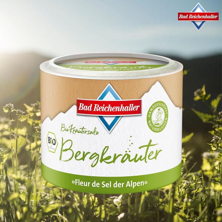 Bad Reichenhaller Fleur de Sel der Alpen Bergkräuter 4x90g | Premium Salz Gewürzmischung mit Bio-Gew