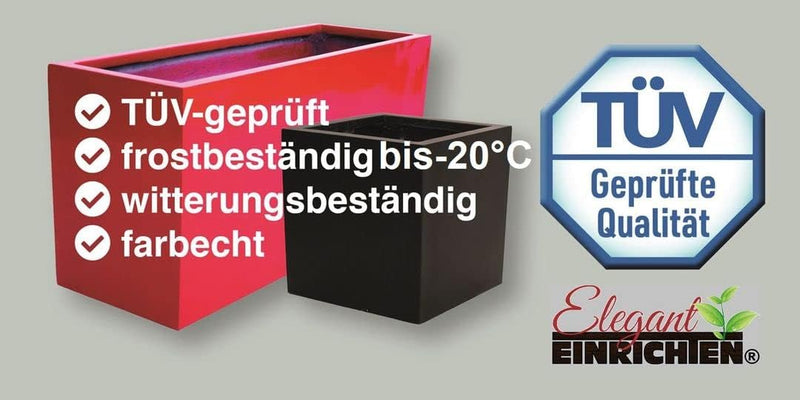 Eleganteinrichten Pflanzkübel, Blumenkübel Fiberglas Stein-Optik quadratisch 60x60x60cm anthrazit gr