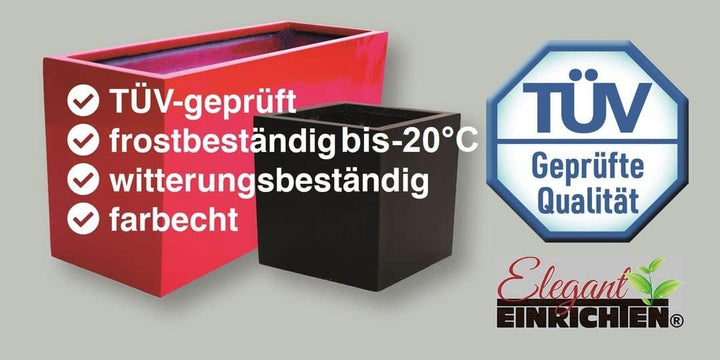 Eleganteinrichten Blumenkübel Fiberglas Stein-Optik quadratisch 30x30x30cm anthrazit grau.