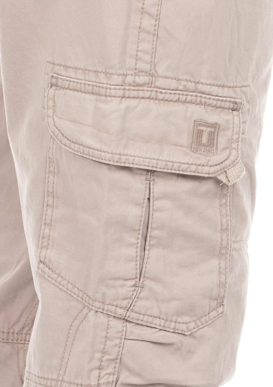 Timezone Cargohose Herren mit Gürtel BenitoTZ Loose Fit Cargo Hose Taschen Baumwolle Beige Grau Khak