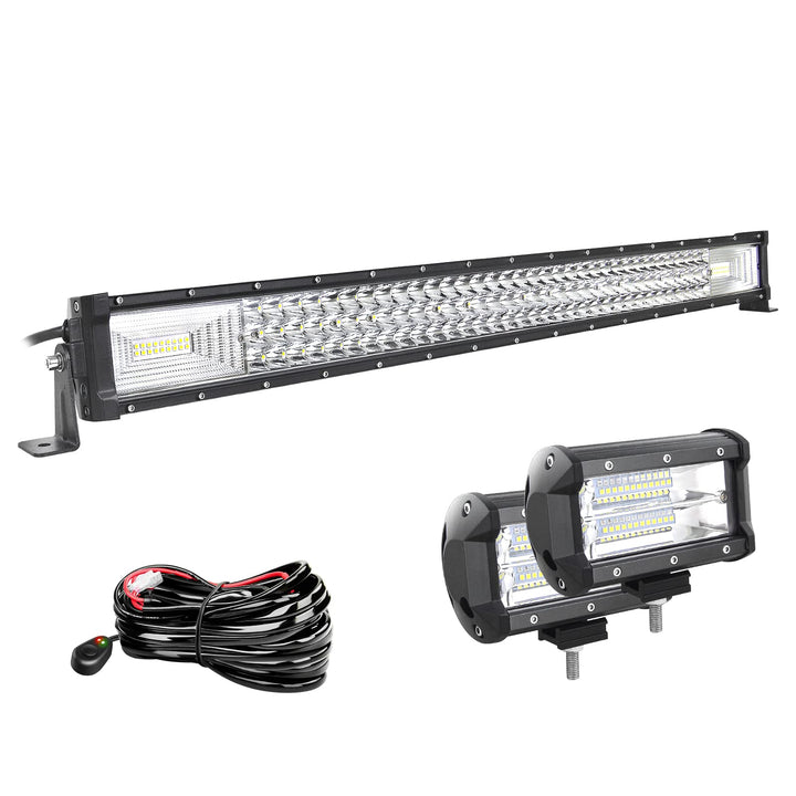 Willpower 32 Zoll 81CM 405W Led Arbeitsscheinwerfer Bar + 5 Zoll 13CM Led Scheinwerfer + Kabelbaum 1