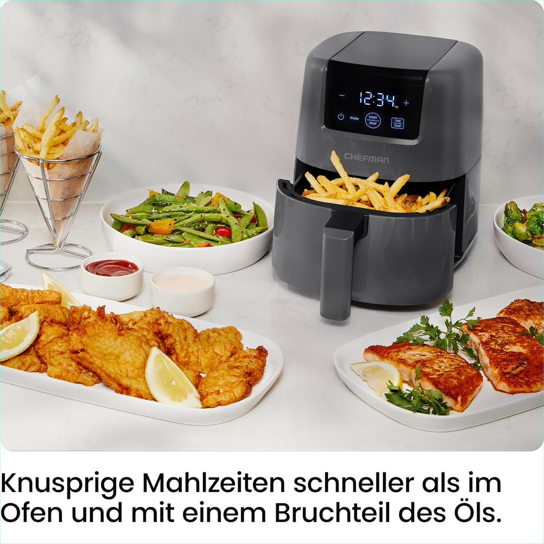 Chefman 2L Mini-Heissluftfritteuse - platzsparende Heissluftfritteuse, antihaftbeschichtet und spülm