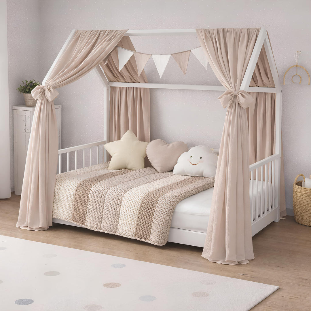Generisch Baby Delux Hausbett Himmel Betthimmel aus Musselin 2-teilig 160x300 cm 2 Stück für Kinderb