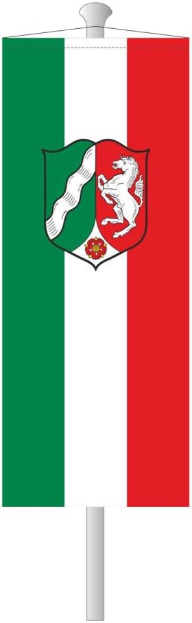 Deitert Bundesland-Flagge NRW – 120x300 cm NRW-Flagge mit Wappen (Dienstflagge), Bannerfahne aus rei