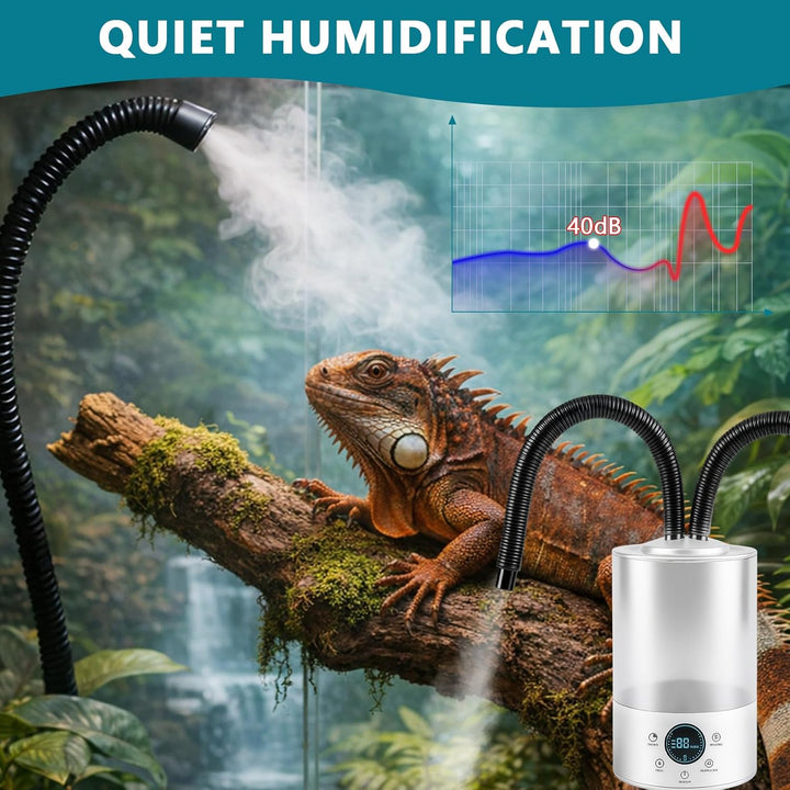 4L Reptilien-Luftbefeuchter, Terrarium Nebelgerät mit 420ml/h & Doppelschlauch, Ultraleiser Reptilie