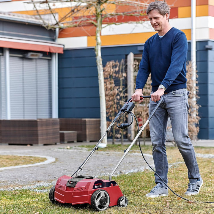 Einhell Elektro-Vertikutierer GC-ES 1231/1 (1.200 W, bis 300 m², 8 Doppelmesser, 3-stufige Arbeitsti