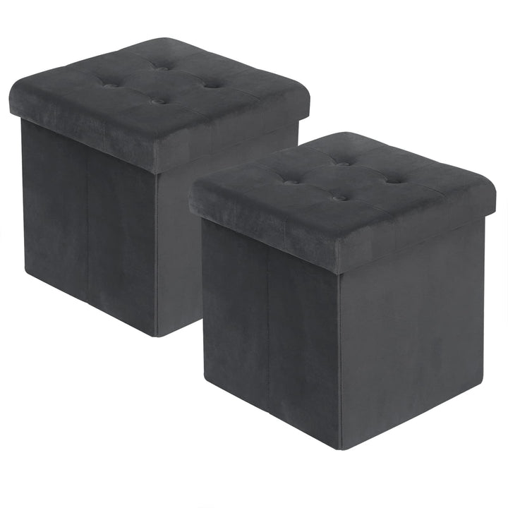 WOLTU 2er Set Faltbarer Sitzhocker, Sitzwürfel mit Stauraum Sitzbank Truhen Aufbewahrungsbox, Deckel