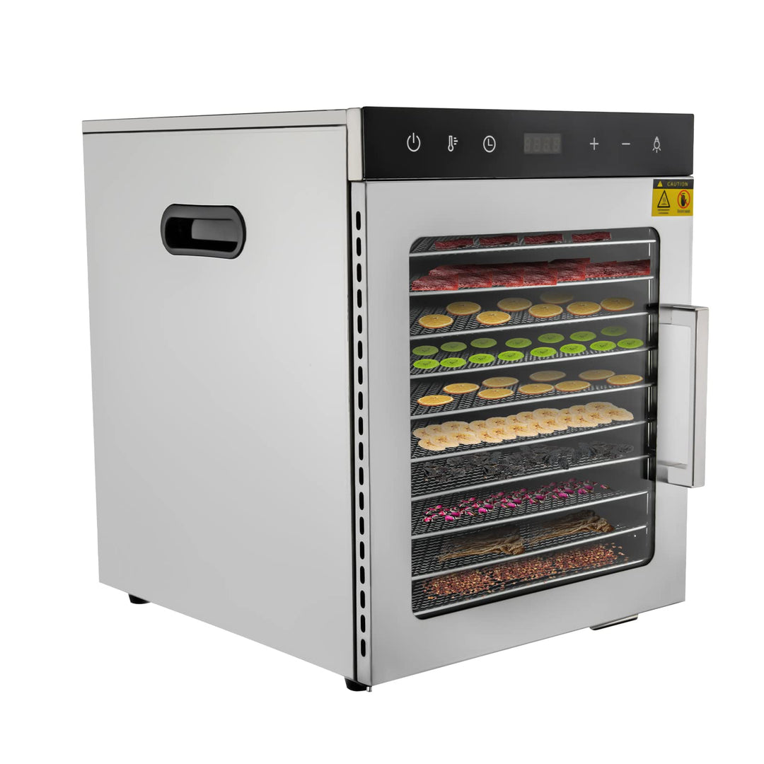 10 Etagen Obsttrockner, 800W Lebensmittel-Dehydrator, Digitaler 24-Stunden-Timer, Dörrgerät aus Edel