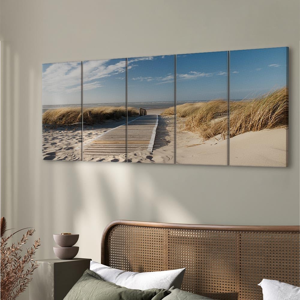 B&amp;D XXL - Akustikbild Sand Himmel Natur, 225x90 cm, 5-teilig, Schallschutz