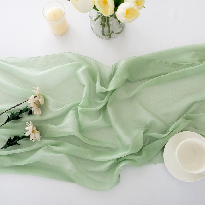 CHUQING Tischläufer Grün Chiffon Table Runner Hochzeit Tischdeko Läufer Tisch Stoff Tüll Hellgrün,70
