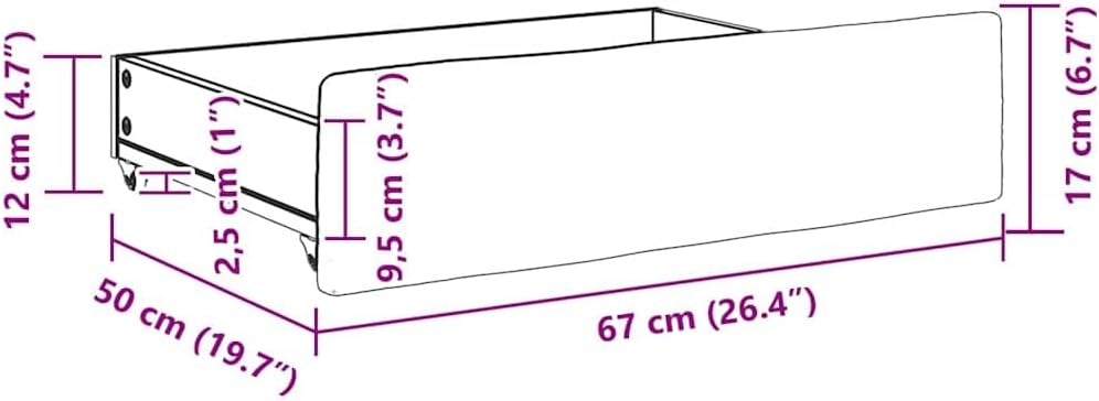 vidaXL Bettschubladen 2 Stk. Dunkelgrau Holzwerkstoff und Samt, Bettkasten, Schublade für Betten, Sc