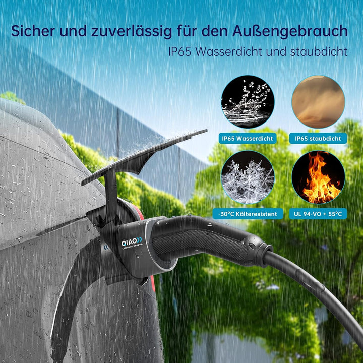 QIAO Elektrofahrzeug-Ladekabel Typ 2, 11kW 5M 16A 3-phasig, IEC 62196 Ladekabel für Elektrofahrzeuge