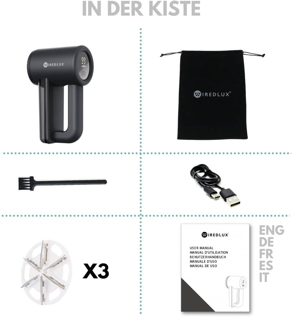 Fusselrasierer Elektrisch WiredLux - Wiederaufladbarer Fusselentferner für Kleidung &amp; Möbel - Einste