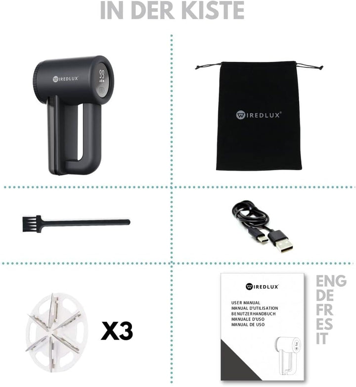 Fusselrasierer Elektrisch WiredLux - Wiederaufladbarer Fusselentferner für Kleidung &amp; Möbel - Einste