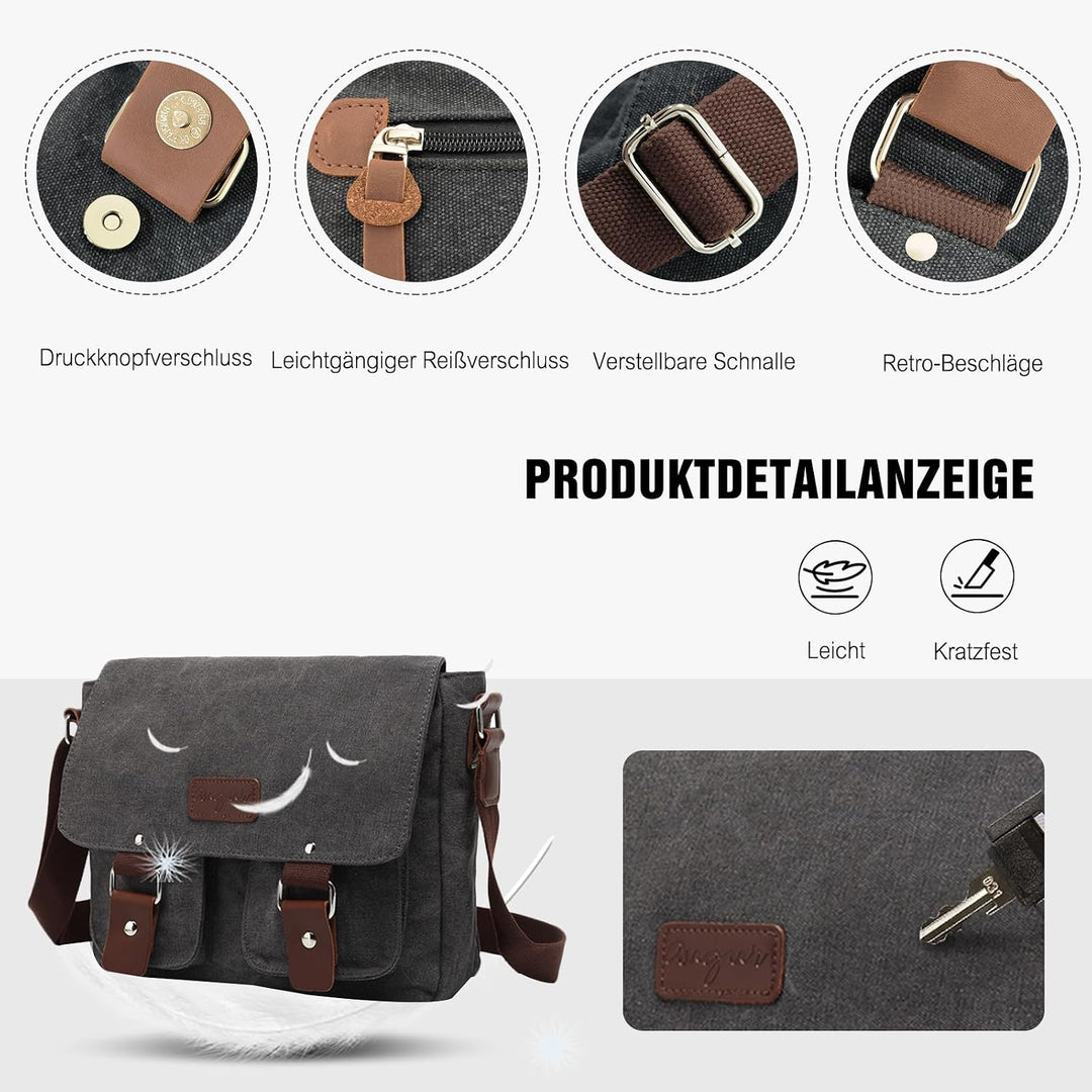 FANDARE Neu Retro Messenger Bag Umhängetasche Schultertasche 14 Zoll Laptoprucksäcke Herren Tasche K