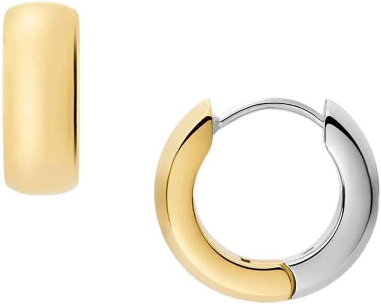 Fossil Damen Goldfarbener Edelstahl mit Ringverschluss Ohrringe Blondes Gold, Blondes Gold