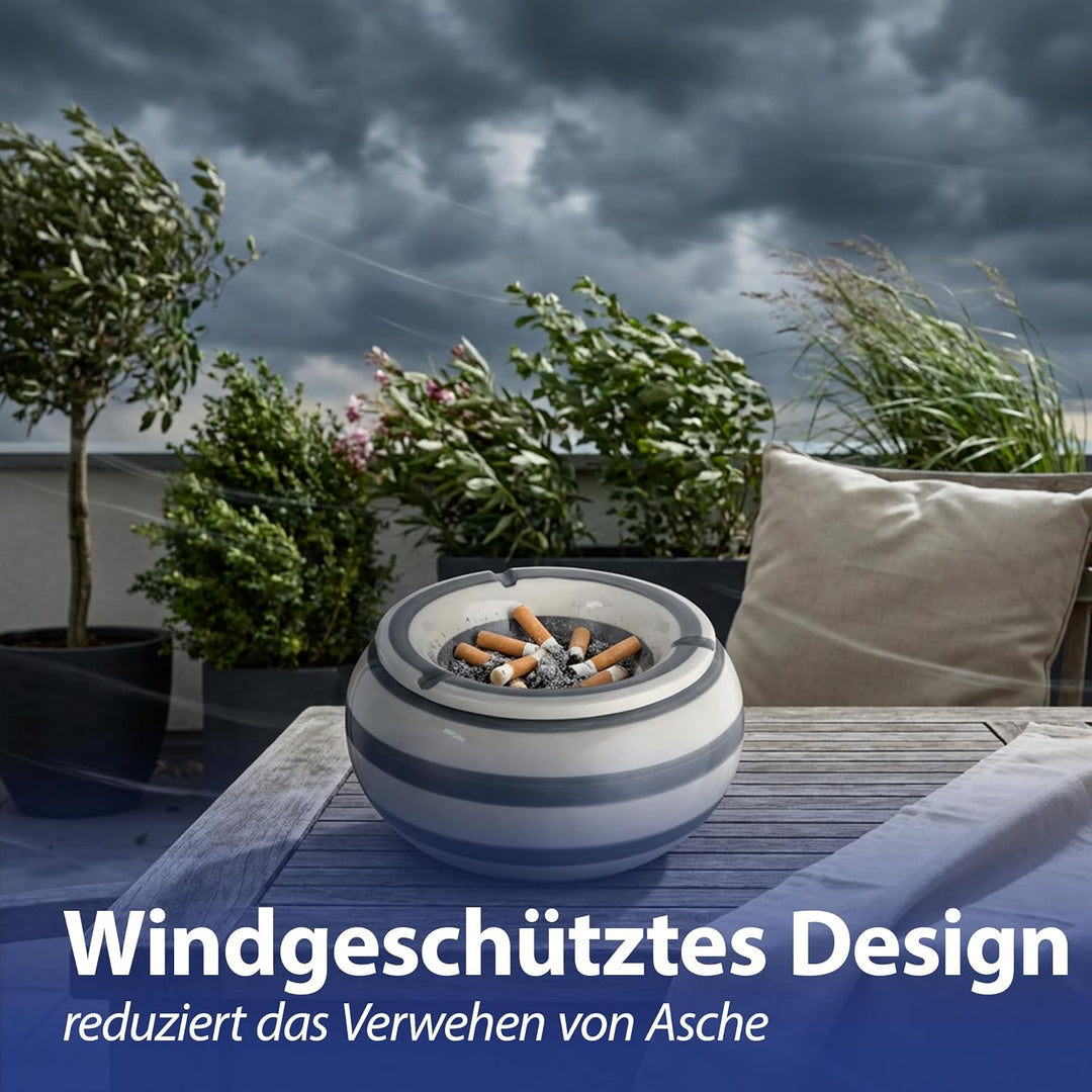 Roomando XXL Sturmaschenbecher Ø 23cm in grau-Weiss-gestreift Modell Gloomy Admiral