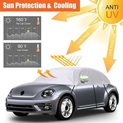 Autoabdeckung Wasserdicht Ersatz für VW Beetle 1998-2019, Sonnenfest Hälfte Autoabdeckung, Halbgarag