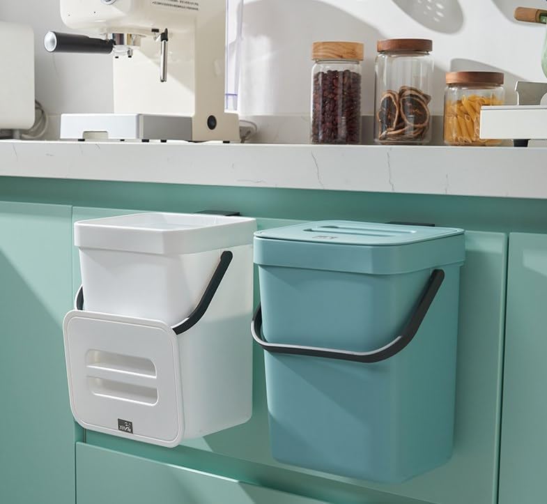 DASIAUTOEM Mülleimer Küche, Biomülleimer Küche Klein, 3L Abfalleimer mit Deckel, Küchenabfalleimer W