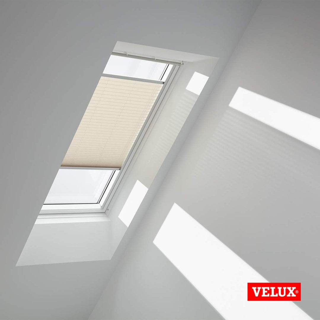 VELUX Original Dachfenster Plissee für M06, Hellbeige, mit Grauer Führungsschiene